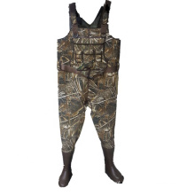 Bouières de chasse néoprène à poitrine camouflage de 3,5 mm masculines avec des bottes en caoutchouc